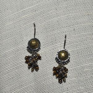 Silpada Sterling Silver and Brass Beaded Dangle Earrings